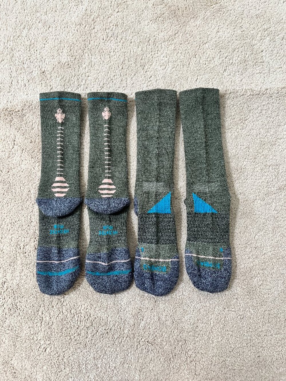 2-Pack New BOMBAS merino wool blend Midweight Crew Calf Socks XL Unisex Green